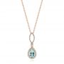 18k Rose Gold 18k Rose Gold Aquamarine And Diamond Pendant - Three-Quarter View -  103894 - Thumbnail