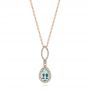 14k Rose Gold 14k Rose Gold Aquamarine And Diamond Pendant - Three-Quarter View -  103894 - Thumbnail