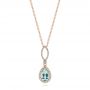 14k Rose Gold 14k Rose Gold Aquamarine And Diamond Pendant - Three-Quarter View -  103894 - Thumbnail