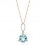 14k Rose Gold 14k Rose Gold Aquamarine And Diamond Pendant - Three-Quarter View -  105298 - Thumbnail
