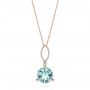 14k Rose Gold 14k Rose Gold Aquamarine And Diamond Pendant - Three-Quarter View -  105298 - Thumbnail