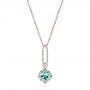 14k Rose Gold 14k Rose Gold Aquamarine And Diamond Pendant - Three-Quarter View -  106157 - Thumbnail