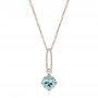 14k Rose Gold 14k Rose Gold Aquamarine And Diamond Pendant - Three-Quarter View -  106157 - Thumbnail