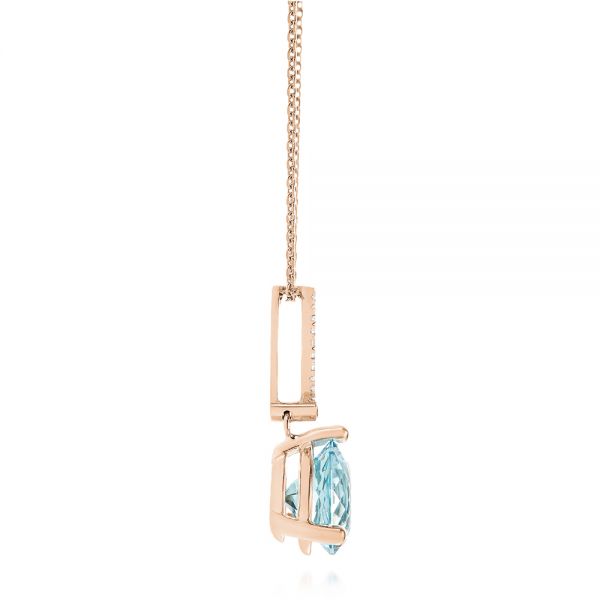 14k Rose Gold 14k Rose Gold Aquamarine And Diamond Pendant - Side View - 105298