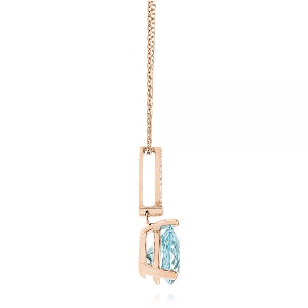 18k Rose Gold 18k Rose Gold Aquamarine And Diamond Pendant - Side View -  105298