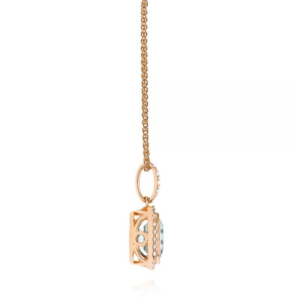 18k Rose Gold 18k Rose Gold Aquamarine And Diamond Pendant - Side View -  105443