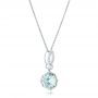 14k White Gold Aquamarine And Diamond Pendant - Flat View -  102512 - Thumbnail