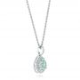 14k White Gold Aquamarine And Diamond Pendant - Front View -  103772 - Thumbnail