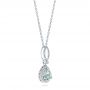 14k White Gold Aquamarine And Diamond Pendant - Flat View -  103894 - Thumbnail