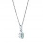 14k White Gold Aquamarine And Diamond Pendant - Flat View -  106057 - Thumbnail