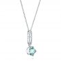 18k White Gold 18k White Gold Aquamarine And Diamond Pendant - Flat View -  106157 - Thumbnail