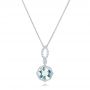  Platinum Platinum Aquamarine And Diamond Pendant - Three-Quarter View -  102512 - Thumbnail