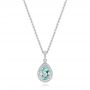  Platinum Platinum Aquamarine And Diamond Pendant - Three-Quarter View -  103772 - Thumbnail