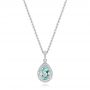 14k White Gold Aquamarine And Diamond Pendant - Three-Quarter View -  103772 - Thumbnail