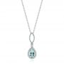  Platinum Platinum Aquamarine And Diamond Pendant - Three-Quarter View -  103894 - Thumbnail