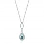 14k White Gold Aquamarine And Diamond Pendant - Three-Quarter View -  103894 - Thumbnail
