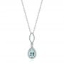 14k White Gold Aquamarine And Diamond Pendant - Three-Quarter View -  103894 - Thumbnail