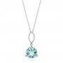  Platinum Platinum Aquamarine And Diamond Pendant - Three-Quarter View -  105298 - Thumbnail