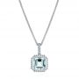 14k White Gold Aquamarine And Diamond Pendant - Three-Quarter View -  105443 - Thumbnail