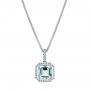 18k White Gold 18k White Gold Aquamarine And Diamond Pendant - Three-Quarter View -  105443 - Thumbnail