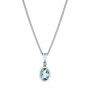 14k White Gold Aquamarine And Diamond Pendant - Three-Quarter View -  106057 - Thumbnail