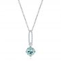 14k White Gold Aquamarine And Diamond Pendant - Three-Quarter View -  106157 - Thumbnail