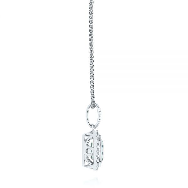  Platinum Platinum Aquamarine And Diamond Pendant - Side View -  105443