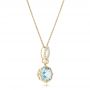18k Yellow Gold 18k Yellow Gold Aquamarine And Diamond Pendant - Flat View -  102512 - Thumbnail
