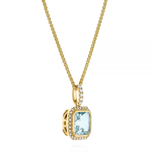 18k Yellow Gold 18k Yellow Gold Aquamarine And Diamond Pendant - Flat View -  105443