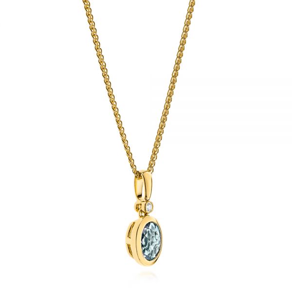 14k Yellow Gold 14k Yellow Gold Aquamarine And Diamond Pendant - Flat View -  106057