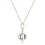 18k Yellow Gold 18k Yellow Gold Aquamarine And Diamond Pendant - Three-Quarter View -  102512 - Thumbnail
