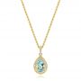 14k Yellow Gold 14k Yellow Gold Aquamarine And Diamond Pendant - Three-Quarter View -  103772 - Thumbnail