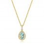 14k Yellow Gold 14k Yellow Gold Aquamarine And Diamond Pendant - Three-Quarter View -  103772 - Thumbnail