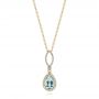 14k Yellow Gold 14k Yellow Gold Aquamarine And Diamond Pendant - Three-Quarter View -  103894 - Thumbnail