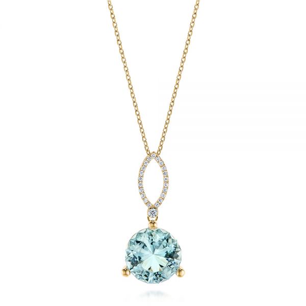 14k Yellow Gold Aquamarine And Diamond Pendant #105298 - Seattle ...