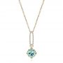 18k Yellow Gold 18k Yellow Gold Aquamarine And Diamond Pendant - Three-Quarter View -  106157 - Thumbnail