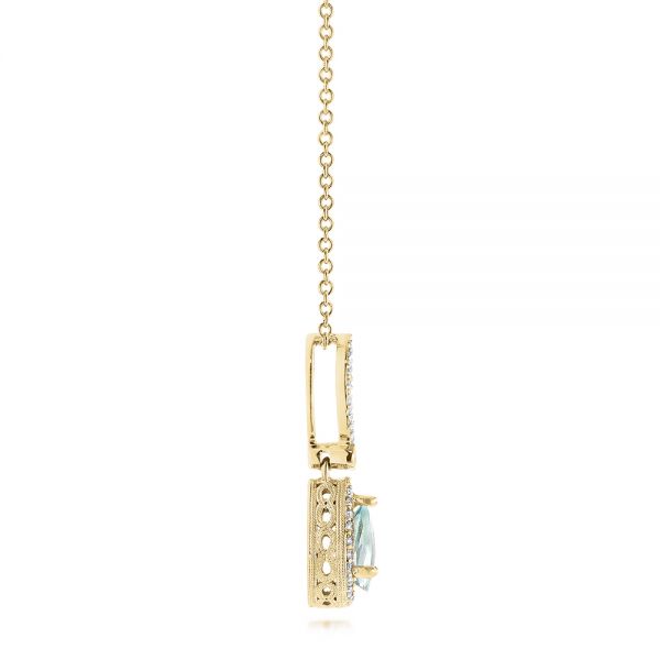 14k Yellow Gold 14k Yellow Gold Aquamarine And Diamond Pendant - Side View -  103894