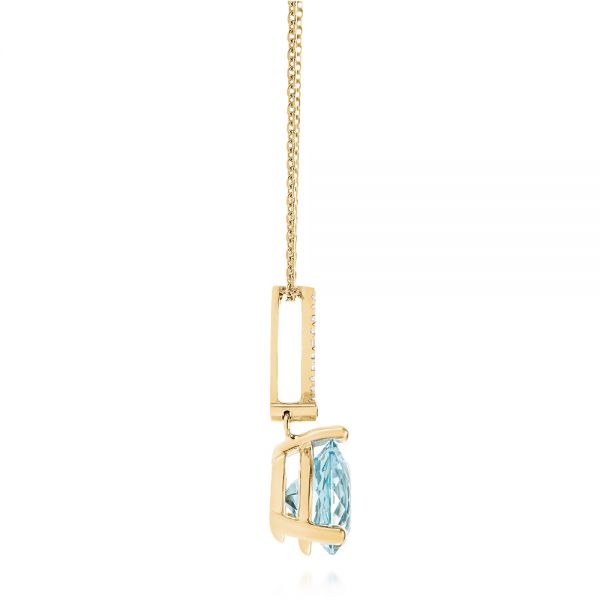14k Yellow Gold 14k Yellow Gold Aquamarine And Diamond Pendant - Side View - 105298