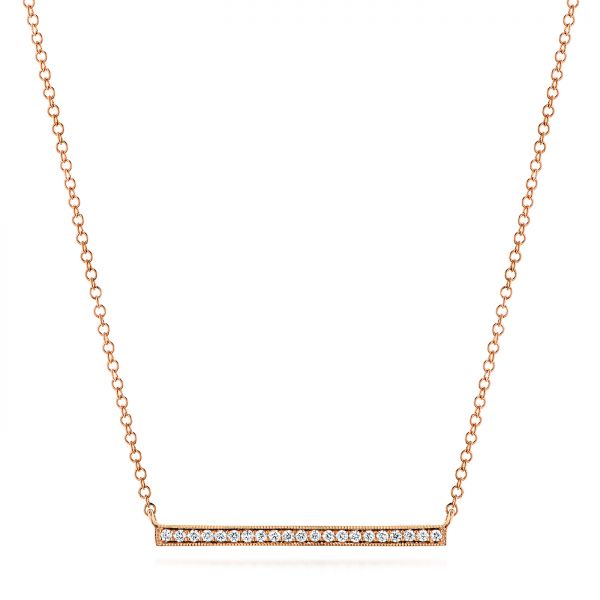 18k Rose Gold 18k Rose Gold Bar Diamond Necklace - Three-Quarter View -  105935