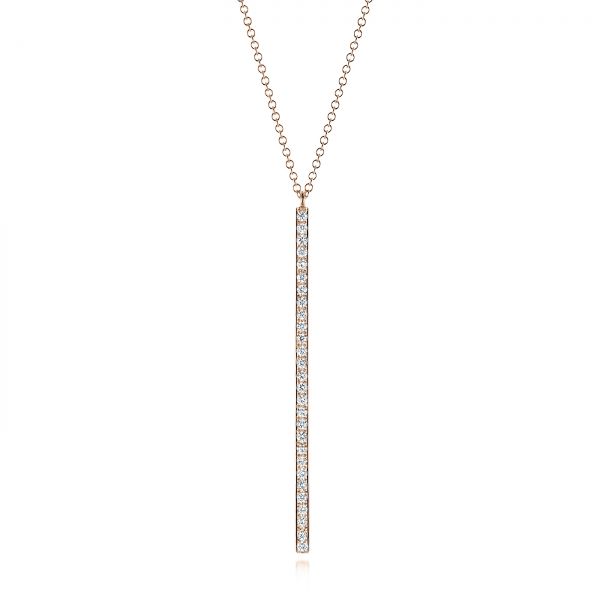 14k Rose Gold 14k Rose Gold Bar Diamond Necklace - Three-Quarter View - 105937
