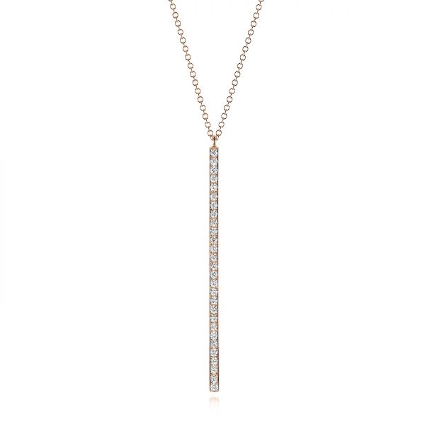 18k Rose Gold 18k Rose Gold Bar Diamond Necklace - Three-Quarter View -  105937