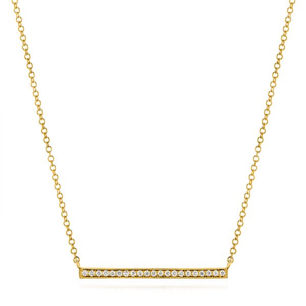 14k Yellow Gold 14k Yellow Gold Bar Diamond Necklace - Three-Quarter View -  105935