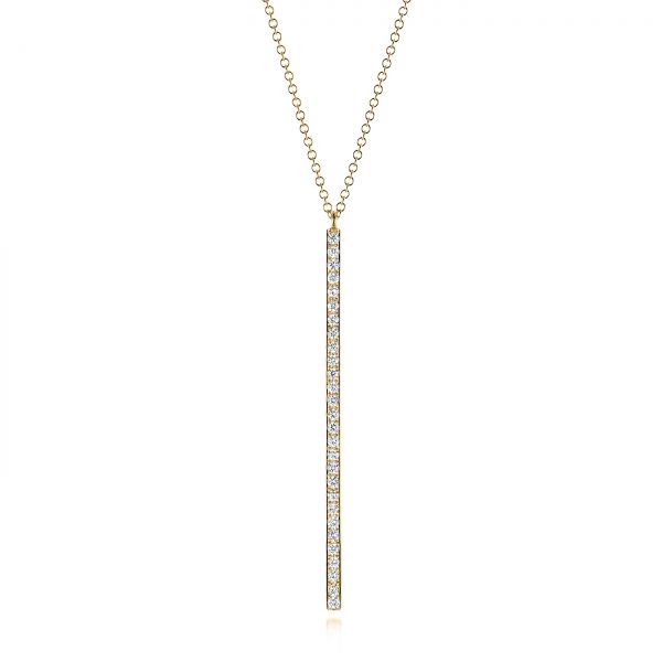 14k Yellow Gold 14k Yellow Gold Bar Diamond Necklace - Three-Quarter View - 105937