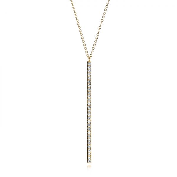 18k Yellow Gold 18k Yellow Gold Bar Diamond Necklace - Three-Quarter View -  105937