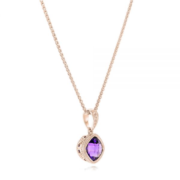 14k Rose Gold 14k Rose Gold Bezel Set Amethyst Pendant - Flat View -  102651 - Thumbnail