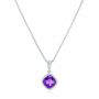 14k White Gold Bezel Set Amethyst Pendant - Three-Quarter View -  102651 - Thumbnail