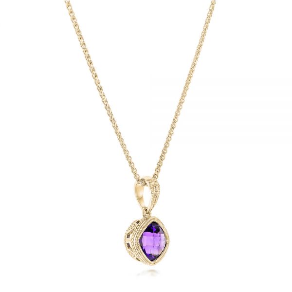 14k Yellow Gold 14k Yellow Gold Bezel Set Amethyst Pendant - Flat View -  102651 - Thumbnail