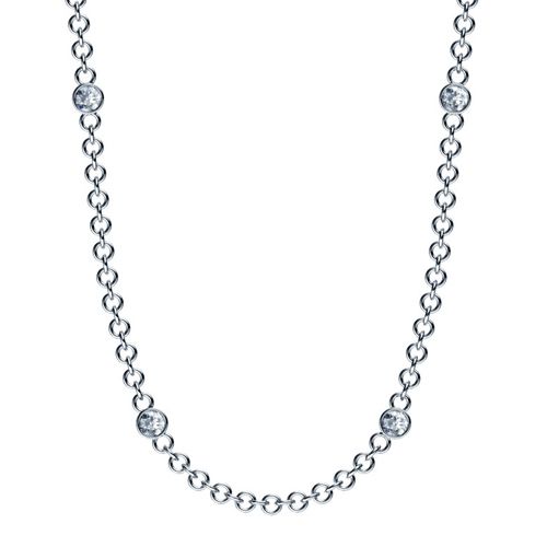  14K Gold Bezel Set Diamond Necklace - Flat View -  968