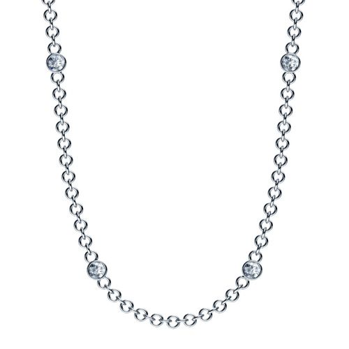  14K Gold Bezel Set Diamond Necklace - Flat View -  968