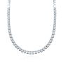 14k White Gold Bezel Set Emerald Diamond Tennis Necklace - Three-Quarter View -  108156 - Thumbnail